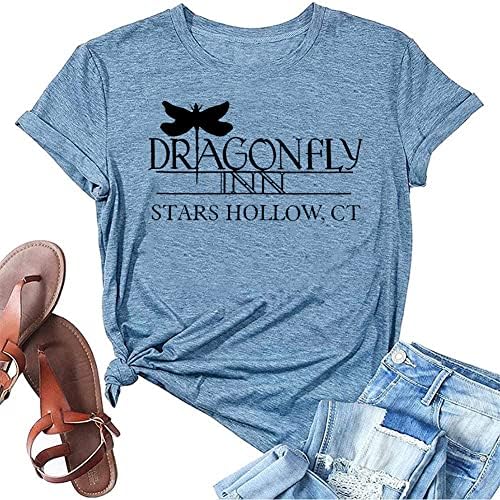 Dragonfly Inn Stars Hollow Majica za žene Gilmore Dragonfly majica Funny grafički tiskani kratki čahuri