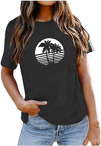 Košulje palma za žene casual okrugli vrat kratkih rukava Sunshine Summer Odmor za odmor majica bluza