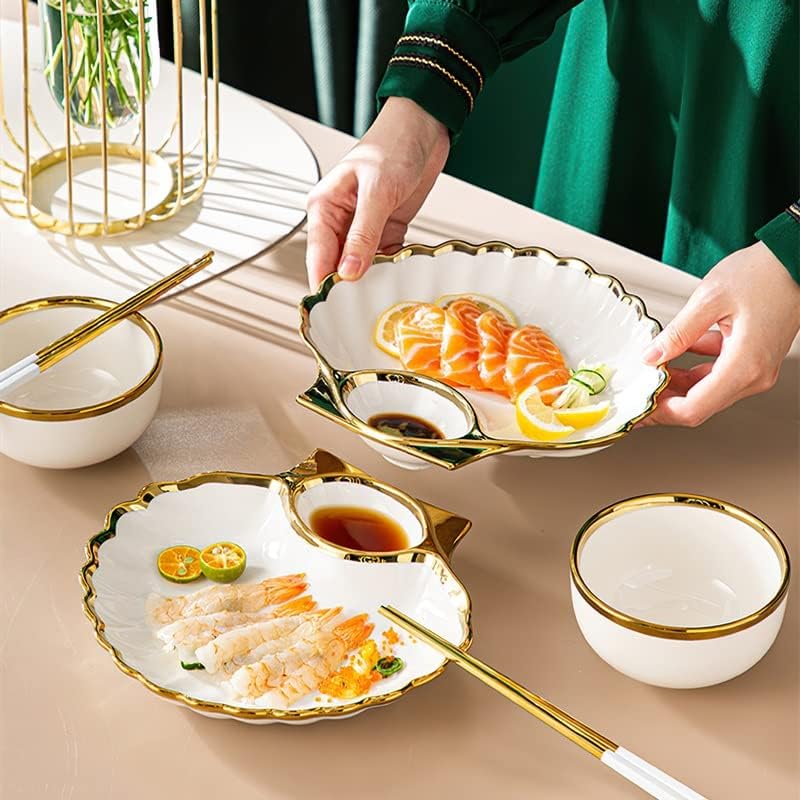 Tizhong Green Gold Rim keramička večera Ploča za večeru doručak Snack Dumpling Posute Prehrambena salata