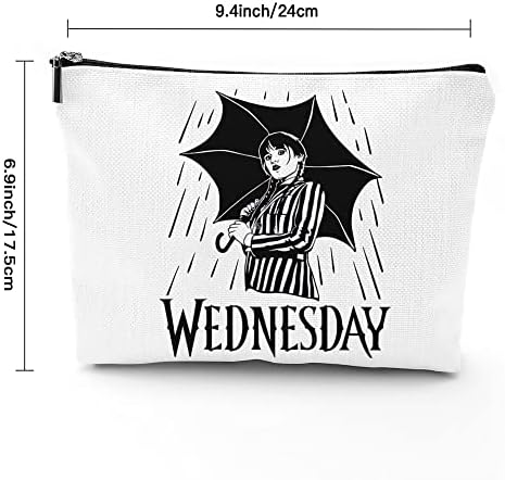 Etymess torba za šminkanje TV emisije inspirisani poklon Addams Fan poklon putna toaletna torba Addams Fan poklon za rođendan Halloween zipper torbica Cavas kozmetička torba