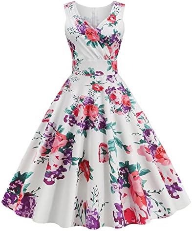 lcepcy ženske haljine s cvjetnim printom bez rukava, omotajte V-izrez a Line haljine za zabave 2023 ljetne koktel haljine s proširenjem