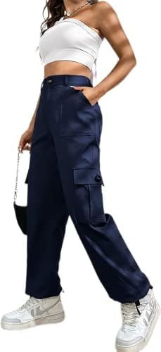 Ailsi ženska casual gaggy srednja odjeća visoka struka taktičke hlače sa džepovima