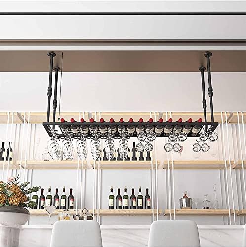 EMISOO plafonska polica stalak za vino industrijski Retro metalni viseći stalak za staklo za vino