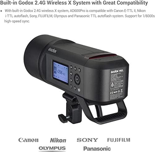 Godox AD600PRO 600WS TTL Flash W / Godox 60 * 60cm Softbox W / Godox XPRO-F Flash okidač 2,4 g 1 / 8000s 360 Flash Flash, 0,01-0,9s Recikliranje strobo Flash kompatibilno sa Canon Nikon Sony, itd.