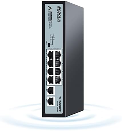SODOLA 8 Port Gigabit Poe prekidač sa 2 Gigabit uplink, 802.3AF / pri kompatibilnoj, 120W ugrađenoj energiji, AI WatchDog, Gigabit Ethernet Nenamanited mrežni prekidač, utikač i reprodukcija, čvrsta kućište