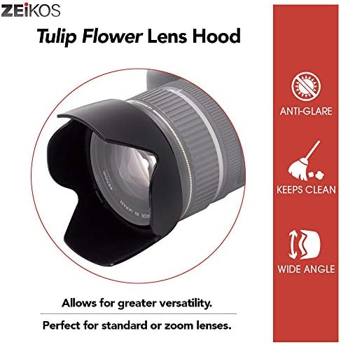 Zeikos 52mm Tulip cvjetni objektiv za sočiva za Nikon, Canon, Sony, Sigmu i Tamron leće, dolazi sa mirlišnim krpom od mikrovlakana