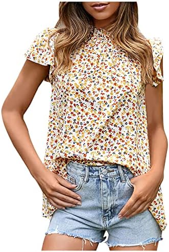 Ljetne žene cvjetne majice casual kratki rukav labavi fit grafički print Tunic vrhovi Trendi cvijeće Tees bluza