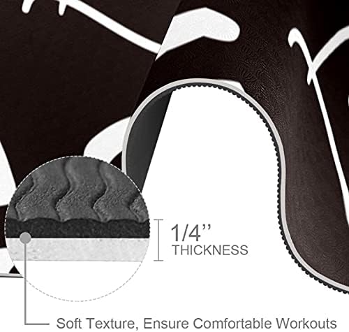 SDLKFRELI 6mm Extra Thick Yoga Mat, pratite svoje srce Black Print Eco-Friendly TPE vježbe Mats Pilates Mat sa