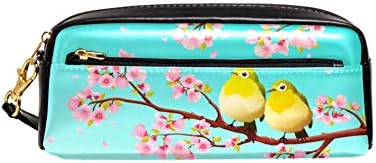 Japanske ptice bijelog oka Sakura Cherry Blossom kozmetička torbica torbica za šminkanje Patentni zatvarač pernica za djecu torbica za kancelarijski materijal