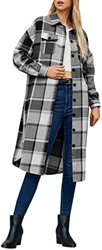 DGMBBX Ženska jakna za ispis Zimske duge rukave Long Jacket sa džepovima Trench Faux kožna
