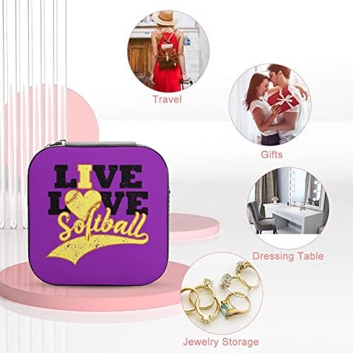 Live Love Sotball Nakit za nakit PU kožnog prenosivog zaslona Držač kutije za pohranu Mini futrola