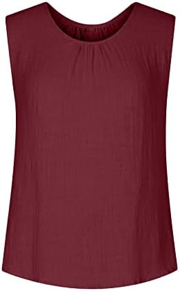 Jesen Ljetni skromni bluza TEE za žensku odjeću bez rukava posteljina pamučna posada Ležerne