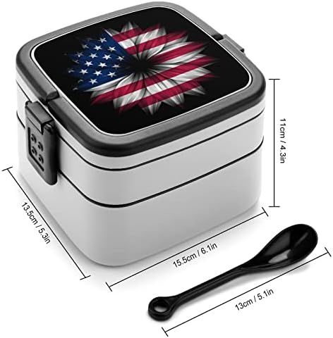 USA zastava Suncokret smiješno sve u jednoj bento kutiji za ručak sa kašikom za putnički posao izletišta