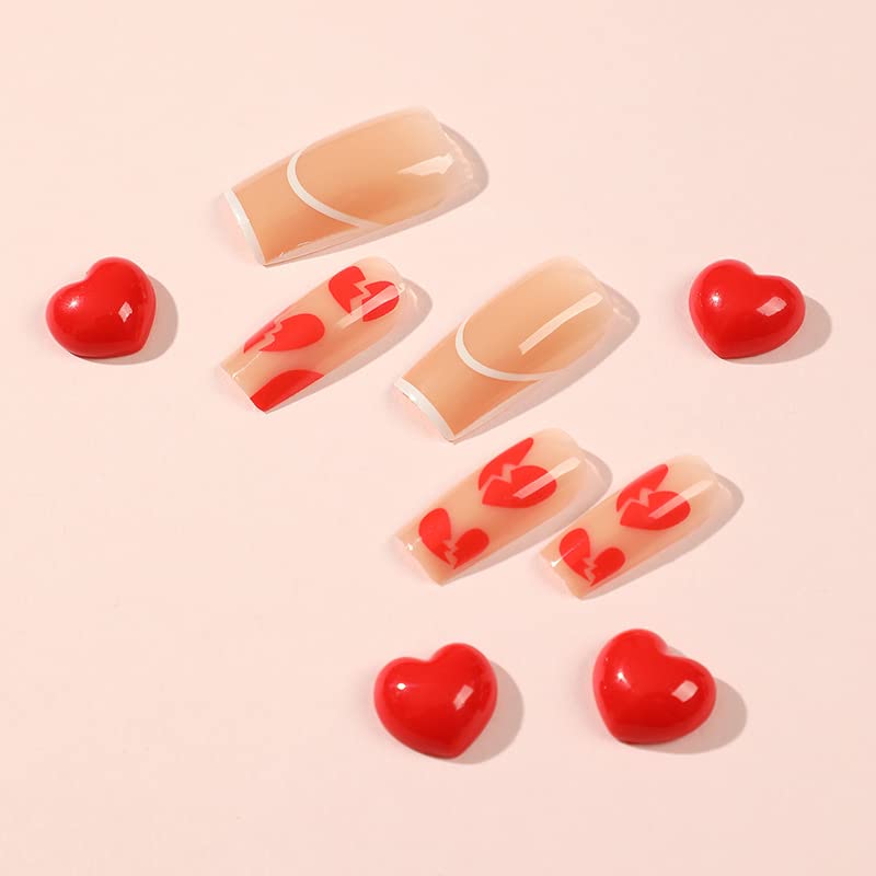 Slomljeno srce francuski bijeli umjetni nokti puni poklopac dugi kovčeg presa na noktima sa ljepilom za žene i djevojke Nokti Art 24kom