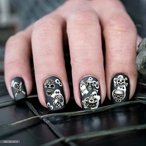 Crafterlife 100kom 3d čari za nokte sa Vintage srebrnom metalnom bundevom lobanje kandže mješoviti oblici za manikir Nail Art Craft DIY Dodaci za nokte Halloween ukras zalihe