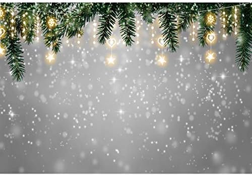DORCEV 8x6ft zimski Glitter Bokeh Halos pozadina Rođendanska zabava Božićna zabava pozadina zelena borova