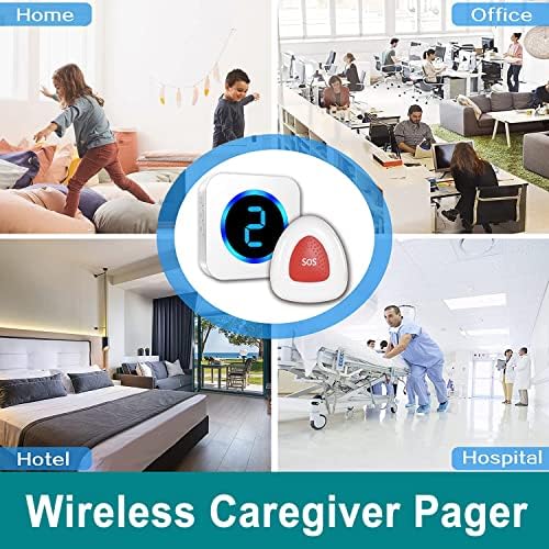 Lijevska bežična negovateljica Pager poziva Dugme za pozivanje Nurse sistem poziva 900ft sa LED brojem za starije / pacijenta / onemogućen kod kuće / bolnice / kliničke zvone