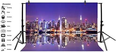 LFEEY 5x3ft New York City noćni pogled fotografija pozadina Američki gradski pejzaž poznati orijentir neboderi pozadina za fotografiju Studio rekvizite