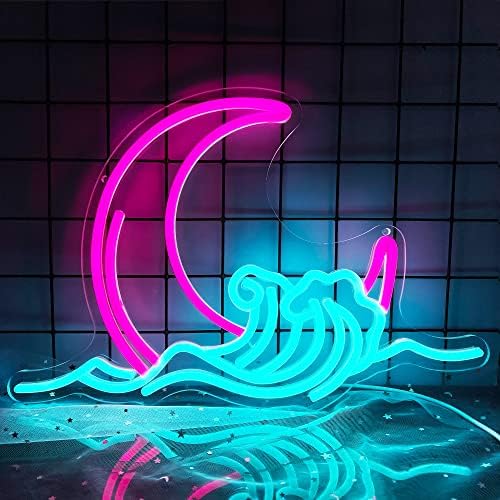 Neonski znak Mjesečevog talasa-LED Neonski natpisi za zidni dekor spavaće sobe Osvijetlite znakove Podesiva