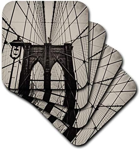 3drose Sepia mokra ploča Brooklyn mosta mekih podmetača, set 4, višebojni