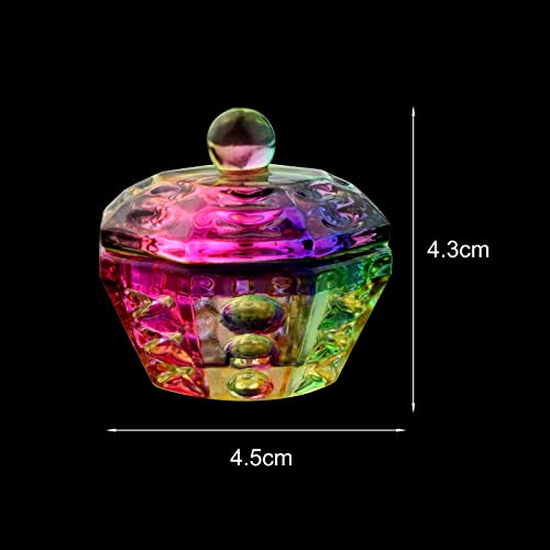 Staklena posuda Dappen sa poklopcem za akrilne nokte Crystal Rainbow akrilni tečni prah staklena čaša čaša za nokte posuda za tečno staklo Octagon pakovanje od 2