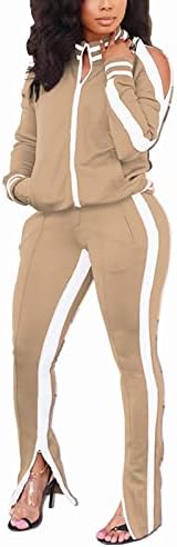 Swood Duweats za žensko-jogging odijela prugaste patentne jakne + bočne prorezne hlače za trenerke sa džepovima