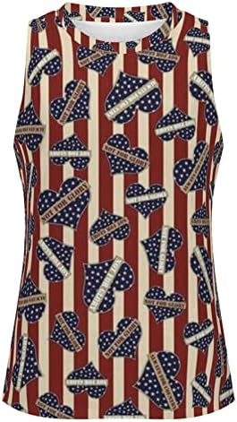 Vrhovi rezervoara za žene kauzalne labave patriotske majice USA zastava majica bez rukava 4. jula Thirts Neovisnosti