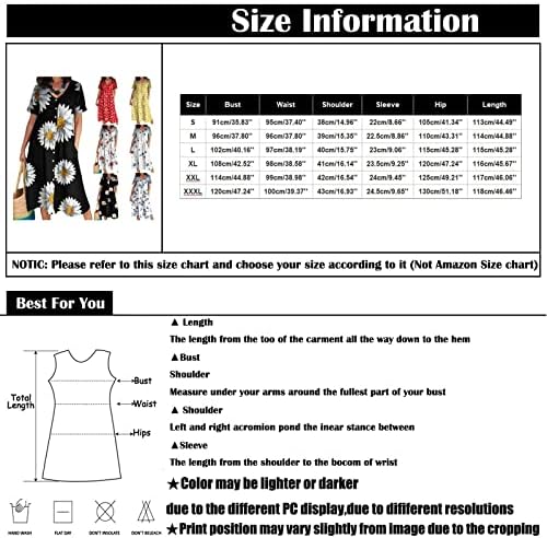 Qfvzhy Ženske bluze Moda 2023 V-izrez visoki struk s kratkim rukavima pamučne platnene haljine od