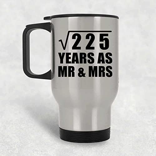 Dizajnirajte 15. godišnjicu Kvadratni korijen od 225 godina kao MR i MRS, srebrna putna krigla 14oz Izolirani