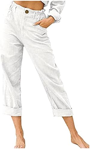 Xiloccer pantalone za žene Ženske posteljine letvice Ležerne prilike elastične hlače Izvođenje pamučne