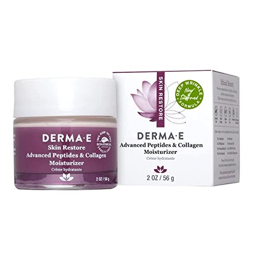DERMA E Advanced Peptides and Collagen Moisturizer – Double Action Collagen krema za lice sa Peptide Complex – intense Moisture dnevna i noćna krema za žene – prirodna kolagen krema, 2oz