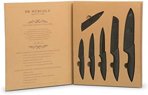 Dr. Mercola Crni keramički set noža, set od 5 komada sa omotom