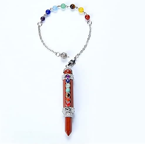 Larro Natural Stone olovka Point Pendulum za dosje perle Chain 7 Čakra WAND Reiki Quarc Crystal Privjesak Meditacija Duhovni poklon 1pcs