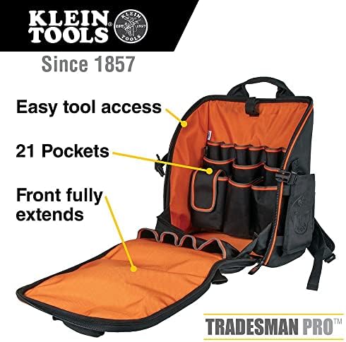 Klein Tools 55482 Backpad backpad i 55470 Komunalna torba, torba za sa pripravnosti, čvrste 1680D balističke tkane, ojačane dna, narančasta / crna, siva / crna, 2-pakovanje