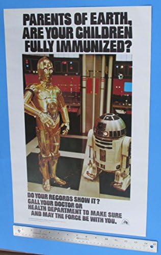 Poster za imunizaciju 1979 Vintage Star Wars C-3PO R2-D2 Original