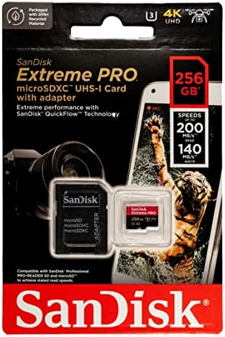 SanDisk Extreme Pro 256GB Micro SD memorijska kartica za GoPro Hero 9 Crna Kamera Hero9 UHS-1 U3 / V30 A2 4k Klasa 10 paket sa svime osim Stromboli microSDXC čitačem kartica