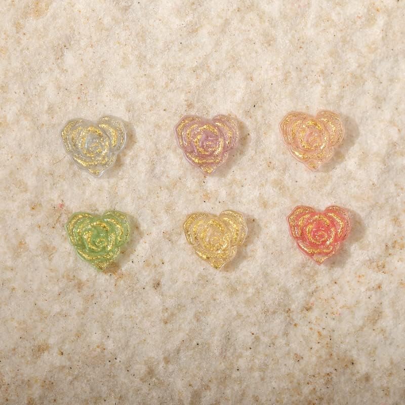 100kom prozirna ruža Ljubav Srce čari za nokte Glitter folija za umjetnost noktiju dekoracija