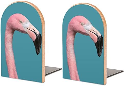 Flamingos Lover Wood book Ends 2 kom neklizajuće drvene držače za knjige za uređenje kućne kancelarije teške knjige / CD / Filmovi 5 x3. 1x3.9