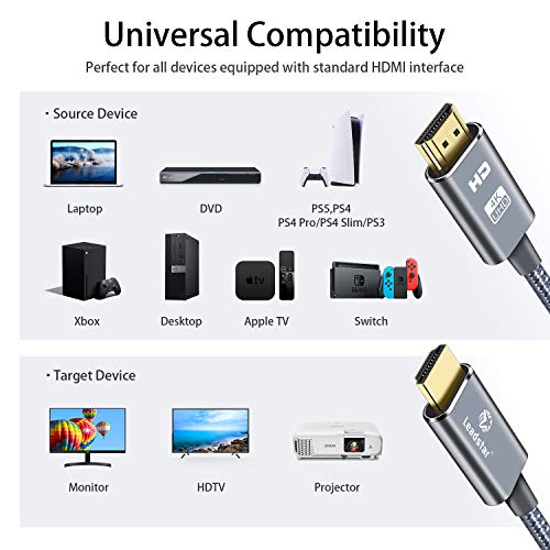 Leadstar HDMI kabel 4k 60Hz 2 Ft, 18Gbps HDMI 2.0 kabel HDCP 2,2 HDR 3D ARC Ethernet - pletenica HDMI u HDMI kabl Kompatibilan sa monitorom Xbox serije X, PlayStation 5, Prekidač, Vatrogasna TV