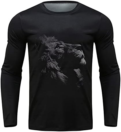 Beuu vojnik majice s dugim rukavima za muške, 3D lav vuk Ispis teretane Planinarenje Atletika Tee vrhova modne