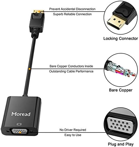 Moread DisplayPort do VGA / HDMI adapter paketa, pozlaćeni adapteri za Dell, Lenovo, HP i druge marke