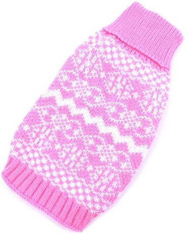 SMALLLEE_LUCKY_STORE XCW0052-pink-s Holiday Festival Božić mali mačak / pas Nordijski sajam Ostrvo pahuljica džemper, roze, mali