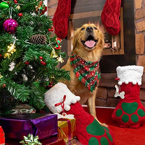 Cherpet Božićna mačka za čarape - Crveni slatki personalizirani kabeli Pleteni veliki psi čarape za šape sa partijskim poklopnim priborom za štene / mačke / male ankete