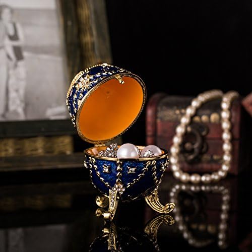Qifu-ručno oslikano Enameled Faberge Egg Style Dekorativni šarkirani nakit TRIKET kutija Jedinstveni poklon za kućni dekor