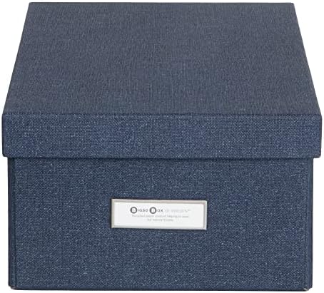 Kutija za skladištenje Bigso Karin KD | Kutija za odlaganje fotografija sa labframe za jednostavnu identifikaciju | Jednostavna montaža bez alata | Dekorativne kutije za odlaganje sa poklopcima | 8.9 x12.4 x5.4 | Plavi