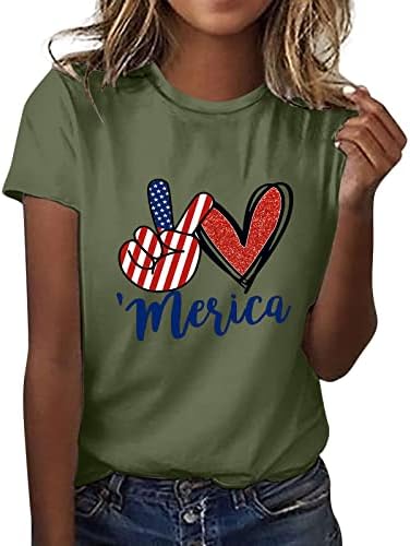 Ženske duge majice za Dan nezavisnosti ženske grafičke majice za žene Top Crewneck kratke ženske majice