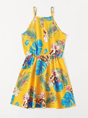 Oyoangle Girl Casual Boho cvjetni Print a-Line Swing Cami Havajska haljina sarafan bez rukava