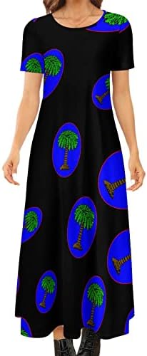 Južna Karolina Jan Zastava ženska kratka rukav haljina okrugli vrat Maxi haljina Casual duge haljine sarafan