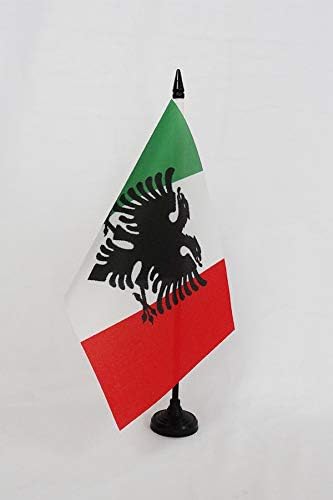 AZ zastava Arbereshe People Stolna zastava 5 '' x 8 '' - italo-Albanci Zastava stola 21 x 14 cm - crna plastična stick i baza
