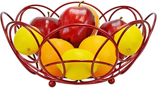 Korpa za voće Southern Homewares okrugla ukrasna posuda za kuhinjski pult crvena boja prečnika 10 3/8